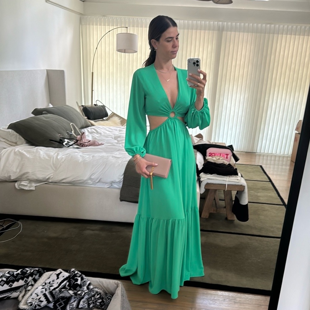 Green maxi cut out dress